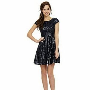 ⭐️B.Darlin Black Sequin Skater Cocktail Dress Sz 11/12 (Juniors)